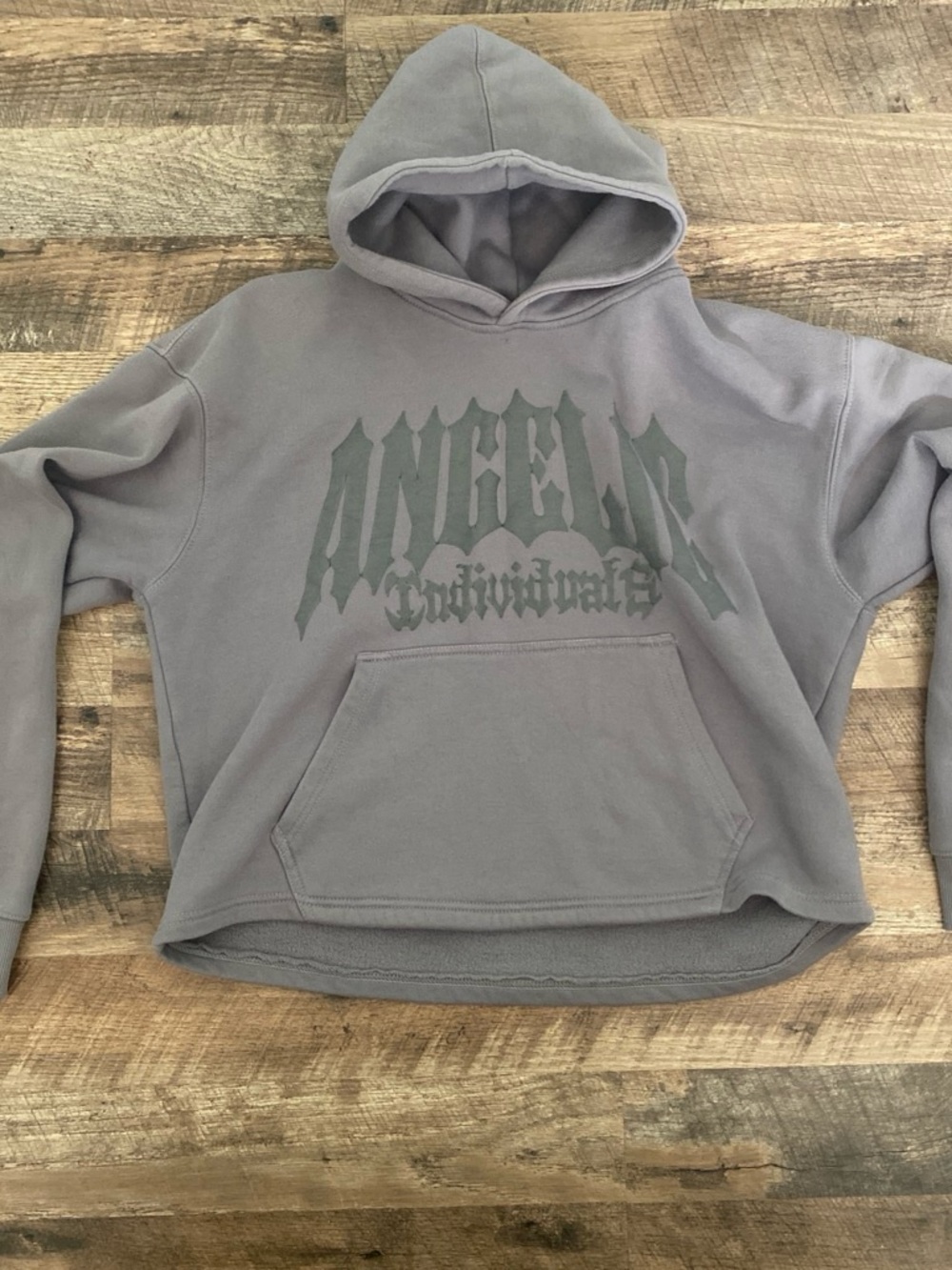 Angelic Gray Graphic Pullover Hoodie - Gray